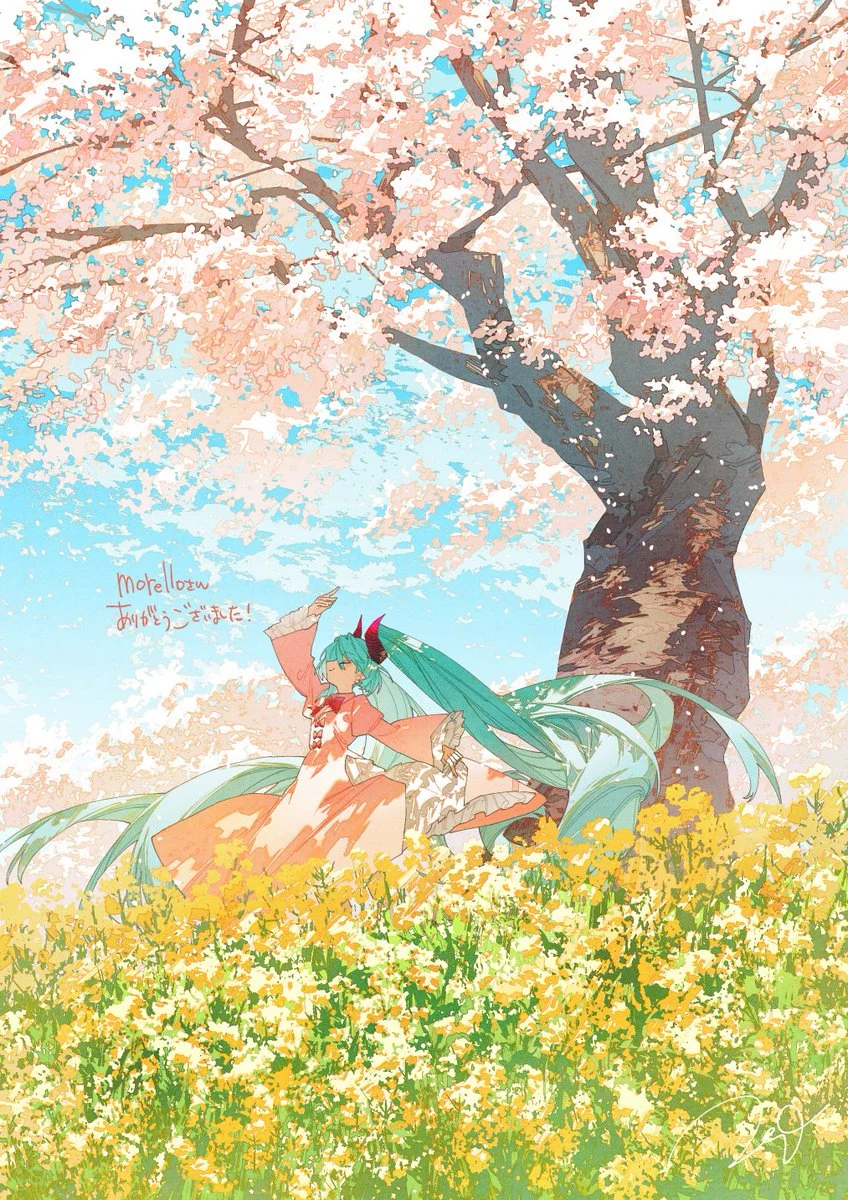 春日樱花插画